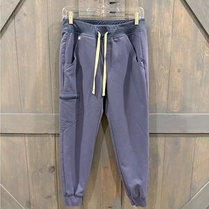 Figs Women’s Grey Jogger Pants with Yellow Drawstring